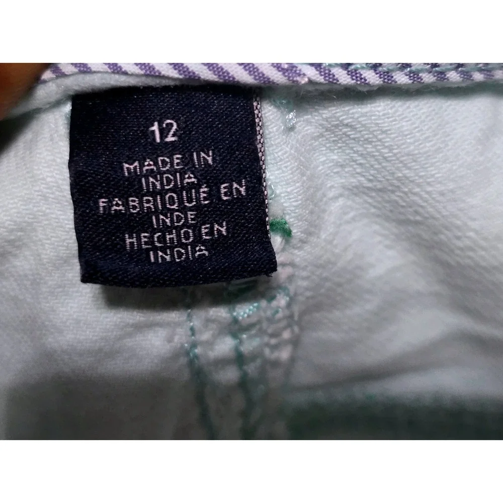 Tommy Hilfiger Womens Mint‎ Green Cuffed Denim Chino Shorts Mid Rise Size 12